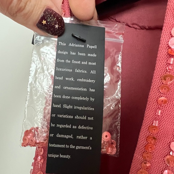 Adrianna Papell Sequin Beaded Blouson Party Dress Sugar Poppy Pink Size 14 - Picture 10 of 12